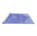 Sideview of Machine Washable Medallion Blue Traditional Rug, wshtr4504blu