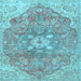 Square Medallion Light Blue Traditional Rug, tr4504lblu