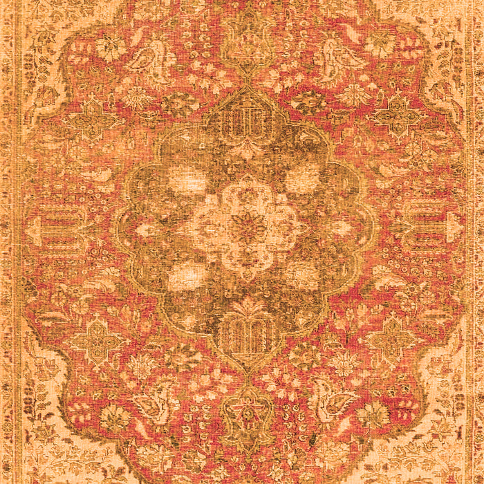 Serging Thickness of Machine Washable Medallion Orange Traditional Area Rugs, wshtr4504org