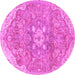 Round Medallion Pink Traditional Rug, tr4504pnk