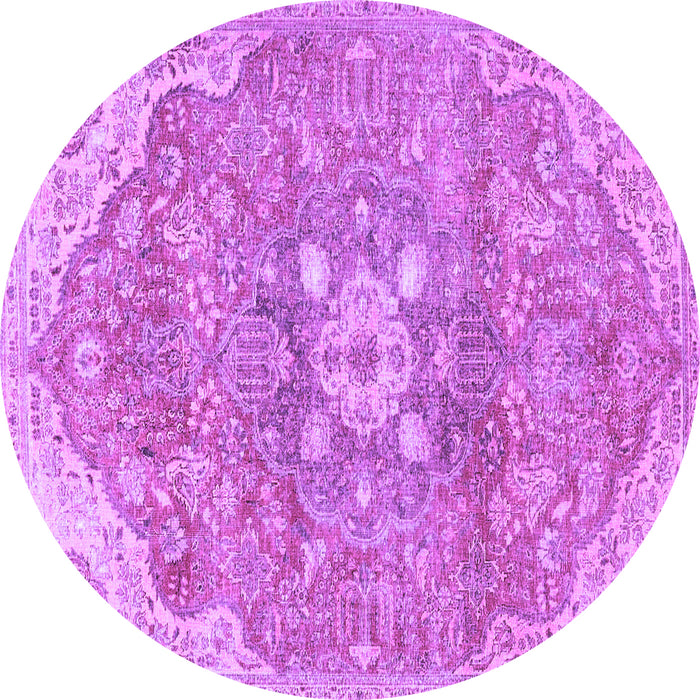Round Medallion Purple Traditional Rug, tr4504pur