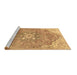 Sideview of Machine Washable Medallion Brown Traditional Rug, wshtr4504brn