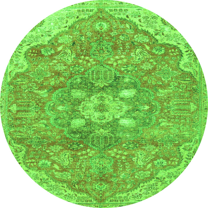 Square Medallion Green Traditional Rug, tr4504grn