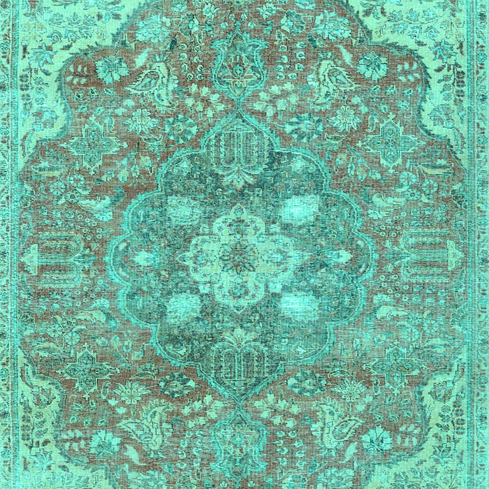 Machine Washable Medallion Turquoise Traditional Area Rugs, wshtr4504turq