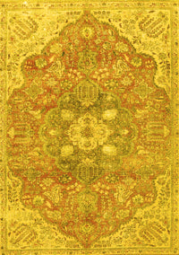 Medallion Yellow Traditional Rug, tr4504yw