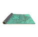 Sideview of Medallion Turquoise Traditional Rug, tr4504turq