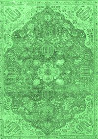 Medallion Emerald Green Traditional Rug, tr4504emgrn