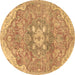 Round Medallion Brown Traditional Rug, tr4504brn