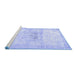 Sideview of Machine Washable Persian Blue Traditional Rug, wshtr4505blu