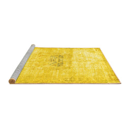 Sideview of Machine Washable Persian Yellow Traditional Rug, wshtr4505yw