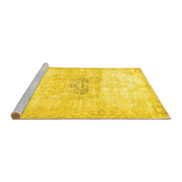 Sideview of Machine Washable Persian Yellow Traditional Rug, wshtr4505yw