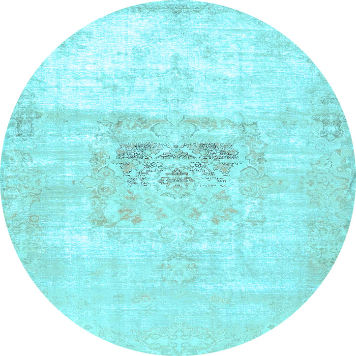 Round Machine Washable Persian Light Blue Traditional Rug, wshtr4505lblu