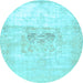 Round Machine Washable Persian Light Blue Traditional Rug, wshtr4505lblu