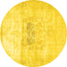 Round Machine Washable Persian Yellow Traditional Rug, wshtr4505yw