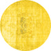 Round Persian Yellow Traditional Rug, tr4505yw