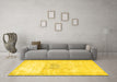 Machine Washable Persian Yellow Traditional Rug in a Living Room, wshtr4505yw