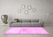 Machine Washable Persian Pink Traditional Rug in a Living Room, wshtr4505pnk