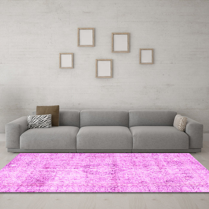 Machine Washable Persian Pink Traditional Rug in a Living Room, wshtr4506pnk