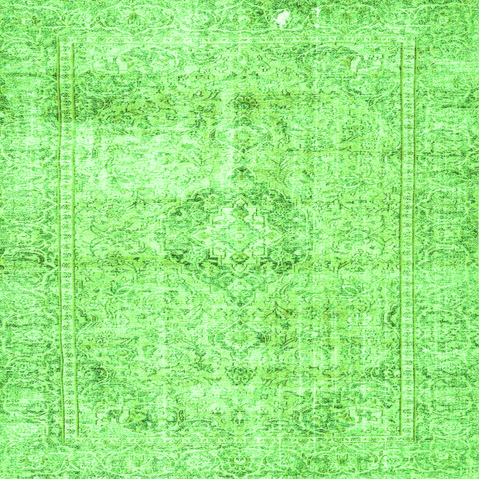 Round Machine Washable Persian Green Traditional Area Rugs, wshtr4506grn