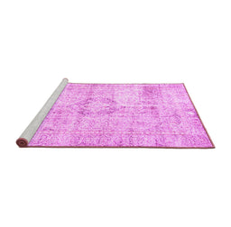 Sideview of Machine Washable Persian Pink Traditional Rug, wshtr4506pnk