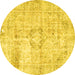 Round Persian Yellow Traditional Rug, tr4506yw