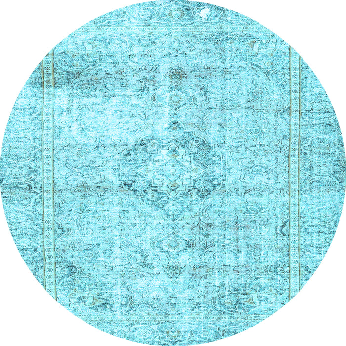 Round Persian Light Blue Traditional Rug, tr4506lblu