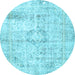 Round Persian Light Blue Traditional Rug, tr4506lblu