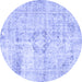 Round Persian Blue Traditional Rug, tr4506blu