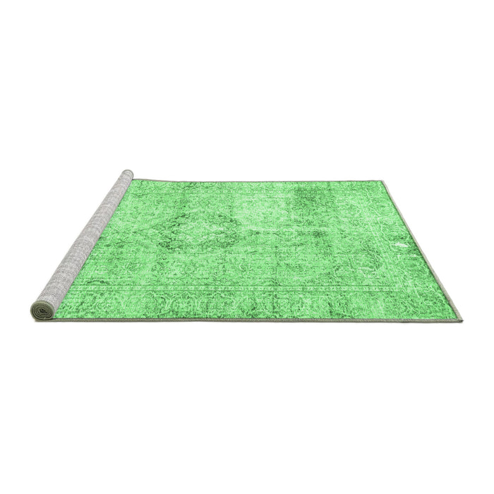 Sideview of Machine Washable Persian Emerald Green Traditional Area Rugs, wshtr4506emgrn