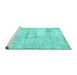 Sideview of Machine Washable Persian Turquoise Traditional Area Rugs, wshtr4506turq