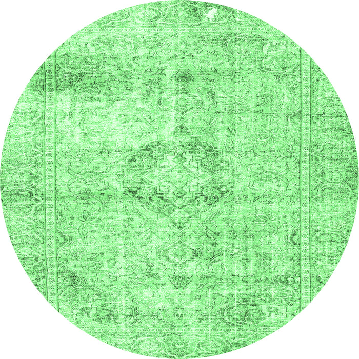 Round Persian Emerald Green Traditional Rug, tr4506emgrn