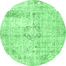 Round Persian Emerald Green Traditional Rug, tr4506emgrn