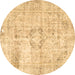 Round Persian Brown Traditional Rug, tr4506brn