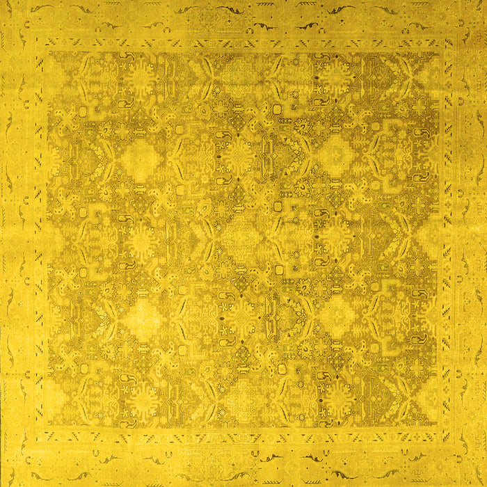 Square Persian Yellow Traditional Rug, tr4507yw