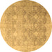 Round Persian Brown Traditional Rug, tr4507brn