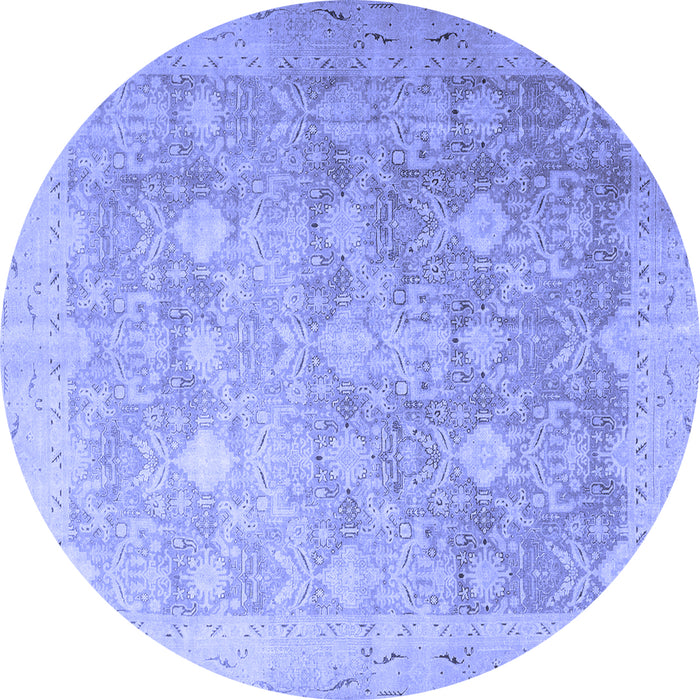 Round Persian Blue Traditional Rug, tr4507blu