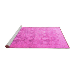 Sideview of Machine Washable Persian Pink Traditional Rug, wshtr4507pnk