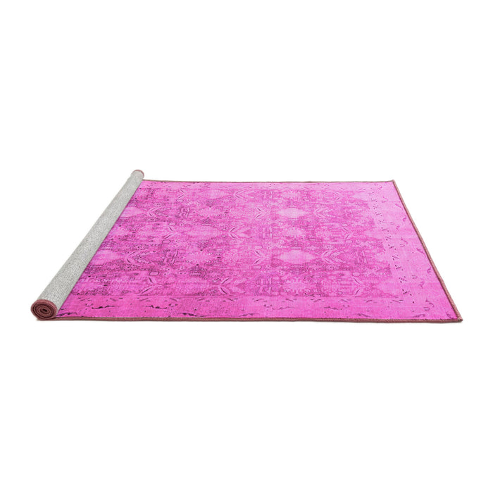 Sideview of Machine Washable Persian Pink Traditional Rug, wshtr4507pnk