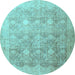 Round Persian Light Blue Traditional Rug, tr4507lblu