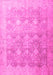 Machine Washable Persian Pink Traditional Rug, wshtr4507pnk