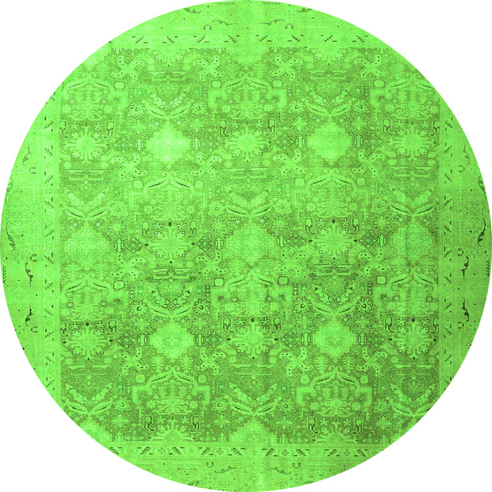 Square Persian Green Traditional Rug, tr4507grn