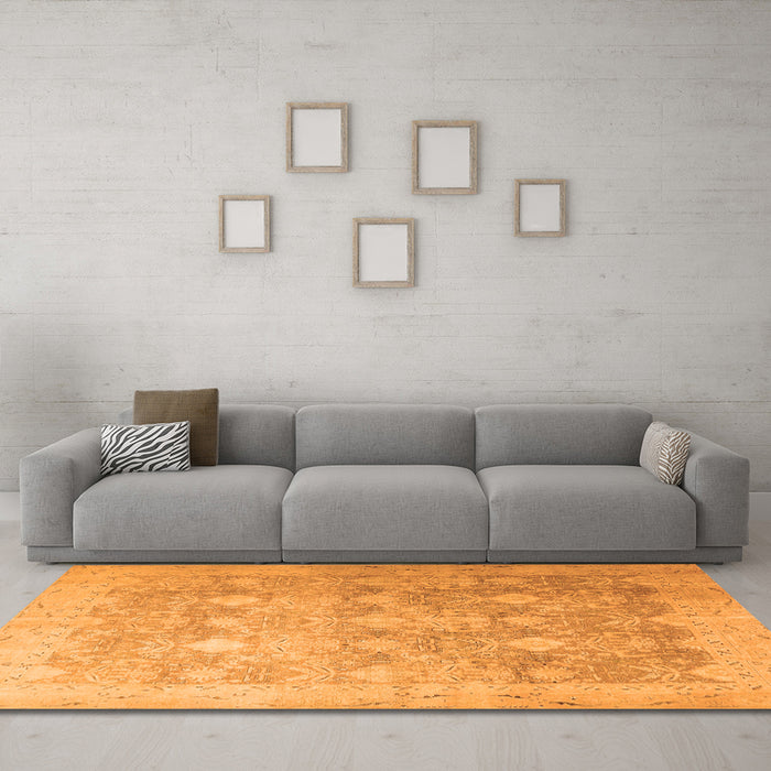 Machine Washable Persian Orange Traditional Area Rugs in a Living Room, wshtr4507org