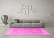 Machine Washable Persian Pink Traditional Rug in a Living Room, wshtr4507pnk