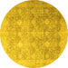 Round Persian Yellow Traditional Rug, tr4507yw