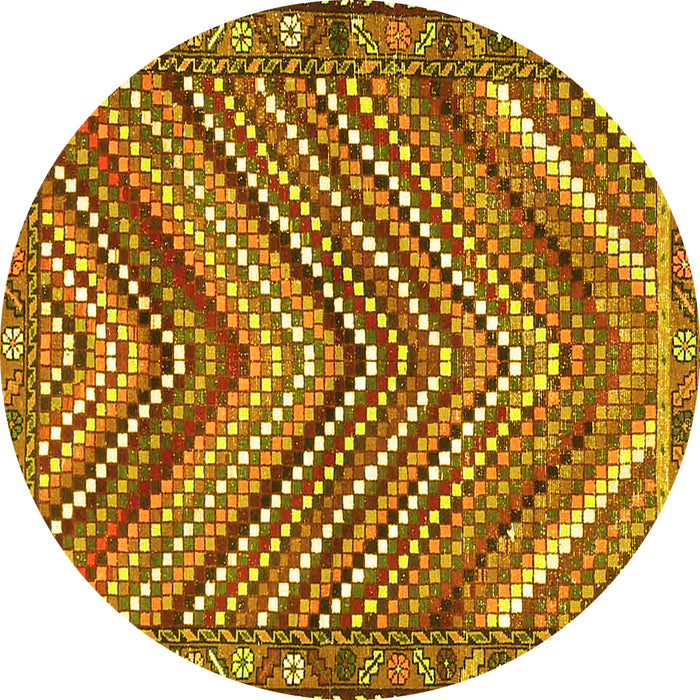 Round Persian Yellow Traditional Rug, tr4508yw