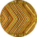 Round Persian Yellow Traditional Rug, tr4508yw