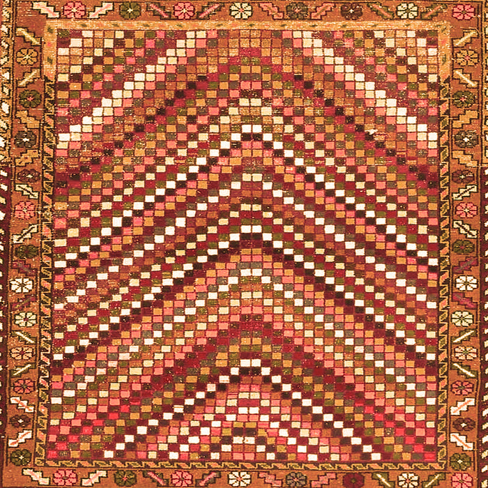 Round Machine Washable Persian Orange Traditional Area Rugs, wshtr4508org