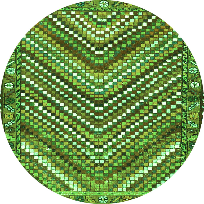 Square Persian Green Traditional Rug, tr4508grn