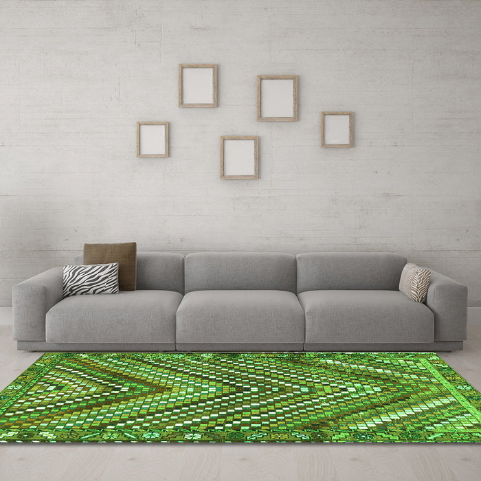 Machine Washable Persian Green Traditional Area Rugs in a Living Room,, wshtr4508grn