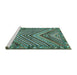 Sideview of Machine Washable Persian Turquoise Traditional Area Rugs, wshtr4508turq